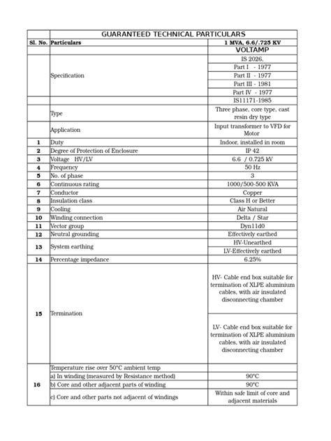 1 mva transformer data sheet.